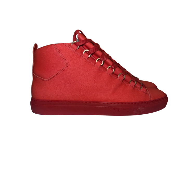 Balenciaga Arena Red Lambskin High-Top Sneakers Size 43