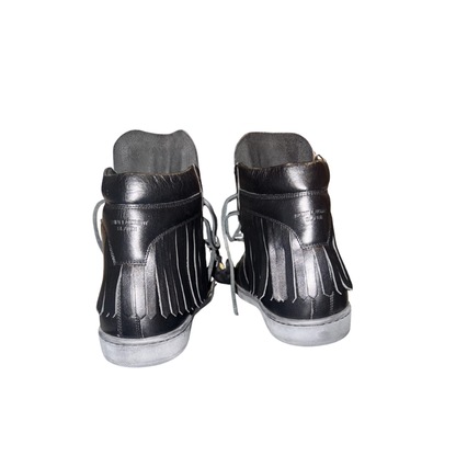 Saint Laurent Black Leather Classic Court High-top Fringe Sneaker Men's Size 43!