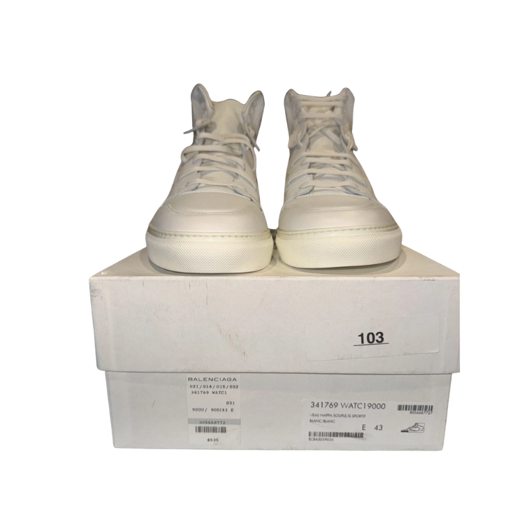 Balenciaga Monochrome Pleated High Top Sneakers Size 43