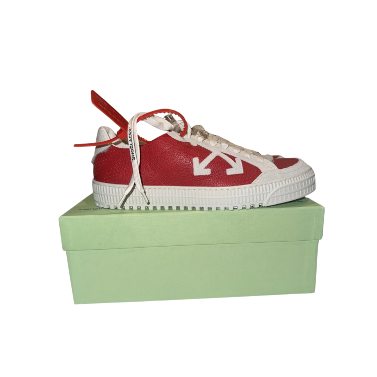 Off-White 3.0 Low 'Red White' Canvas Leather Sneakers Size 43