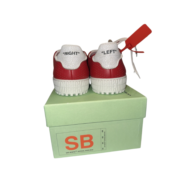 Off-White 3.0 Low 'Red White' Canvas Leather Sneakers Size 43