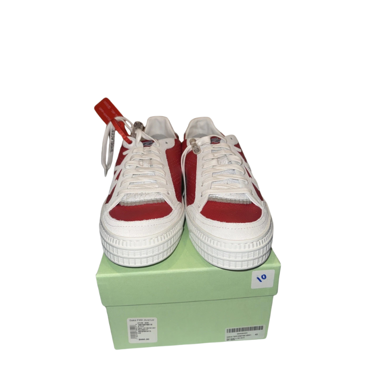 Off-White 3.0 Low 'Red White' Canvas Leather Sneakers Size 43