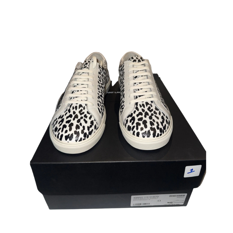 Saint Laurent Andy 'Perforated - Animalier' Low-Top Leather Sneakers Size 43