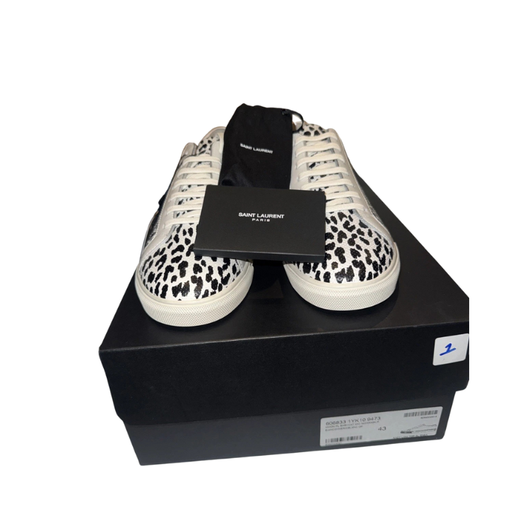 Saint Laurent Andy 'Perforated - Animalier' Low-Top Leather Sneakers Size 43