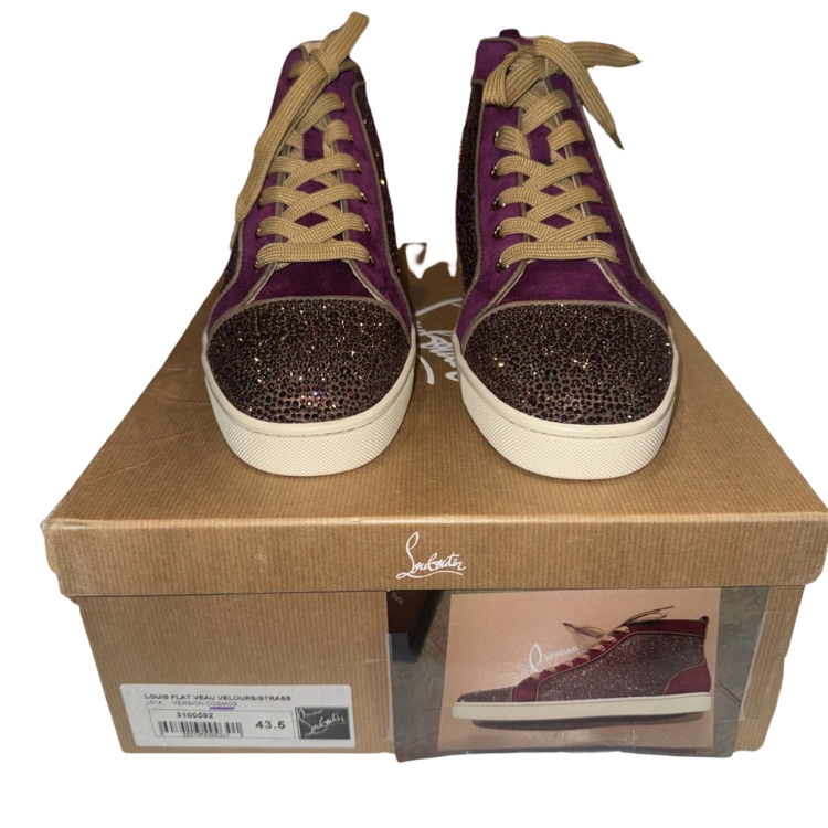 Christian Louboutin Louis Men's Strass High-Top Sneakers Size 43.5