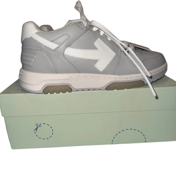 Off-White Out Of Office 'Grey White' Low-Top Leather Sneakers Size 43
