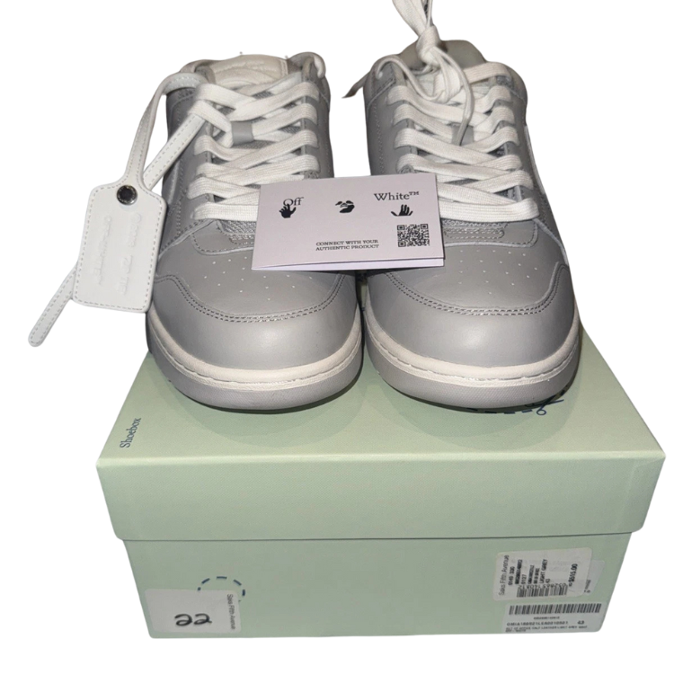 Off-White Out Of Office 'Grey White' Low-Top Leather Sneakers Size 43