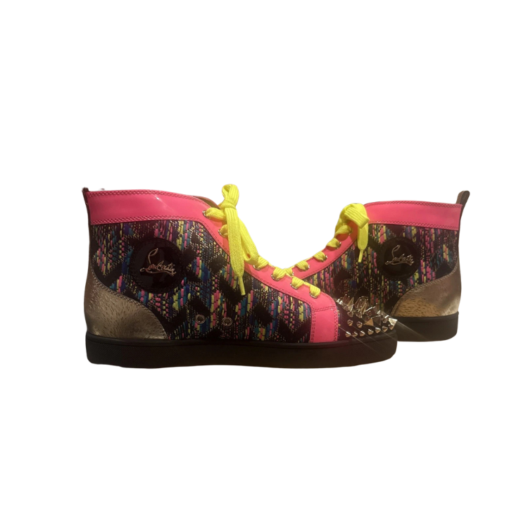 Christian Louboutin Lou Spikes Multi-Color High-Top Sneakers Size 43.5 Brand New