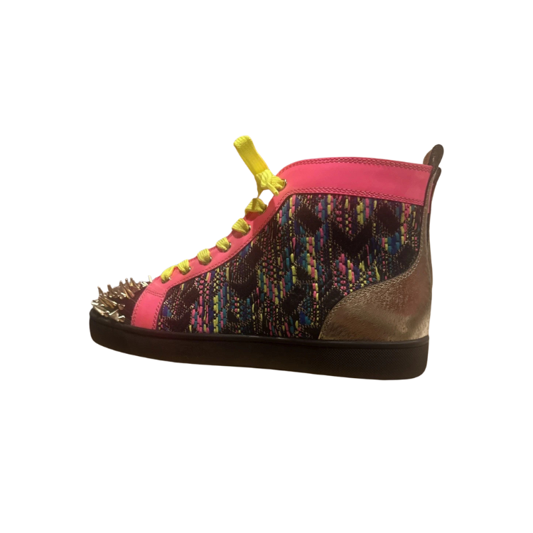 Christian Louboutin Lou Spikes Multi-Color High-Top Sneakers Size 43.5 Brand New