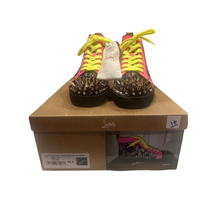 Christian Louboutin Lou Spikes Multi-Color High-Top Sneakers Size 43.5 Brand New