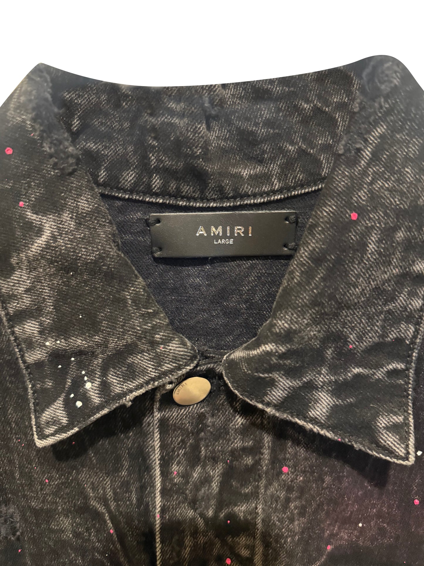 AMIRI Black Paint Splatter Denim Jacket Size Large
