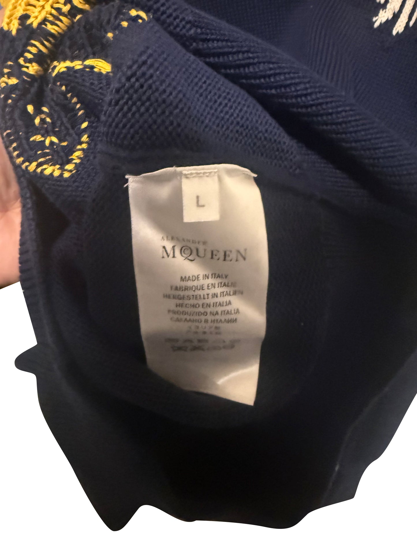 Alexander McQueen Intarsia Crest Patch Wool Knit Sweater Size Large