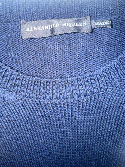 Alexander McQueen Intarsia Crest Patch Wool Knit Sweater Size Large