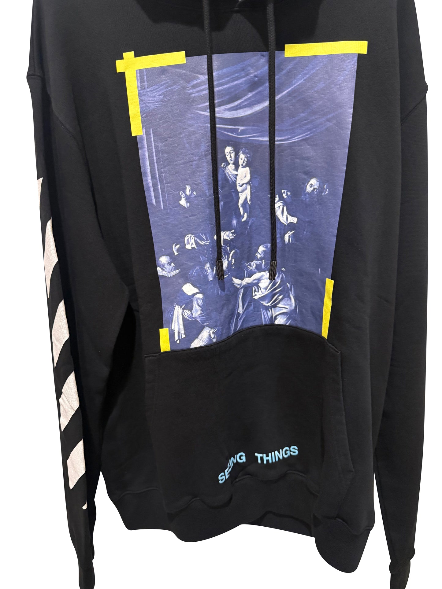 Off-White "Seeing Things" Graphic Pullover Hoodie Black Size Large
