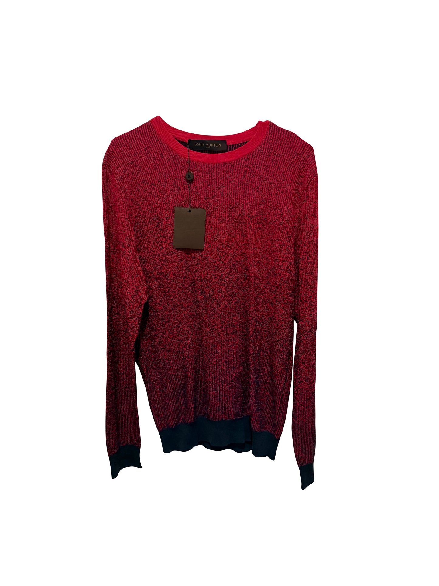 Louis Vuitton Red/Black Melange Knit Crewneck Sweater Size Large